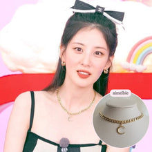 Load image into Gallery viewer, Crescent Moon Bold Chain Choker - Gold (SNSD Seohyun and Kep1er Xiaoting Necklace)