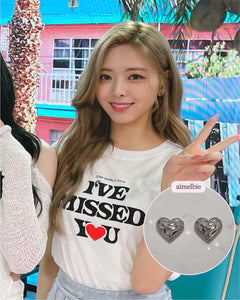 [Aespa NingNing, Red Velvet Joy, IVE Gaeul, ITZY Yuna Earrings] Silver Laced Hearts Earrings