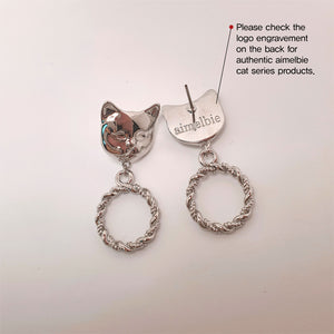 Melbie The Cat Series - Antique Cat Knobs Earrings (Silver ver.)