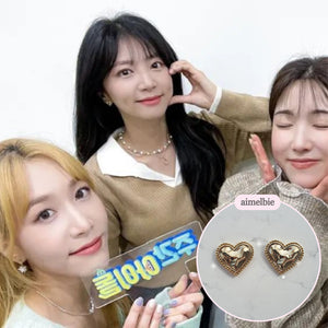 Gold Laced Hearts Earrings (G-idle Miyeon, IVE Yujin, Oh My Girl Seunghee, Arin, Hyojung Earrings)