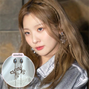 Light Blue Crystal Ribbon Earrings (WJSN Dayoung Earrings)