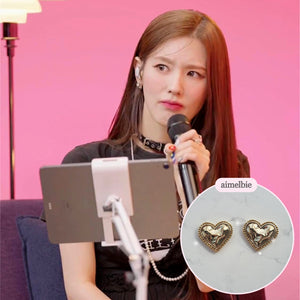 Gold Laced Hearts Earrings (G-idle Miyeon, IVE Yujin, Oh My Girl Seunghee, Arin, Hyojung Earrings)