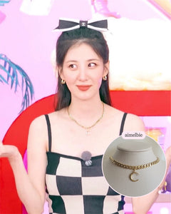 Crescent Moon Bold Chain Choker - Gold (SNSD Seohyun and Kep1er Xiaoting Necklace)