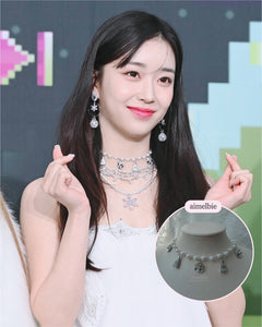 Rose and Tassel Choker Necklace - Silver (Red Velvet Wendy, Woo!ah! Nana, Mamamoo Moonbyul, STAYC Sumin Necklace)