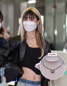 Silver Butterfly Chain Choker Necklace (Dreamcatcher Yoohyeon, HATFELT Yeeun necklace)
