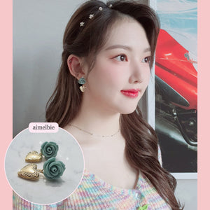 Antique Mint Rose Earrings (G-friend Yerin, Dreamcatcher Gahyun Earrings)