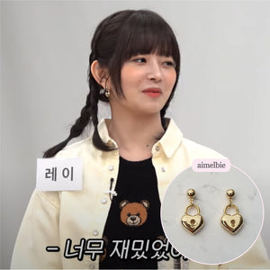 Gold Heart Lock Earrings (Ive Yujin, Ive Rei, Billlie Sheon Earrings)