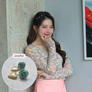 Antique Mint Rose Earrings (G-friend Yerin, Dreamcatcher Gahyun Earrings)