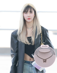 Silver Butterfly Chain Choker Necklace (Dreamcatcher Yoohyeon, HATFELT Yeeun necklace)