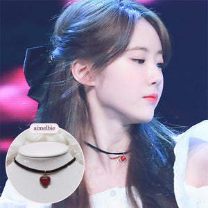 Burgundy Heart Earrings and Choker Set (Twice Dahyun, VIVIZ Eunha, Choi Yena, Kep1er Dayeon Choker)