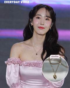 Modern Heart Layered Necklace - Gold (VIVIZ Sinb, Oh My Girl YooA, STAYC Seeun Necklace)