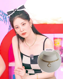 Crescent Moon Bold Chain Choker - Gold (SNSD Seohyun and Kep1er Xiaoting Necklace)
