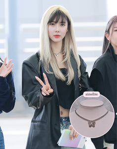 Silver Butterfly Chain Choker Necklace (Dreamcatcher Yoohyeon, HATFELT Yeeun necklace)