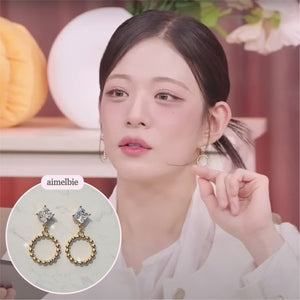 Diamond and Gold Ring Earrings (STAYC Isa, fromis_9 Chaeyoung Earrings)