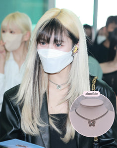 Silver Butterfly Chain Choker Necklace (Dreamcatcher Yoohyeon, HATFELT Yeeun necklace)