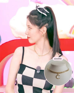 Crescent Moon Bold Chain Choker - Gold (SNSD Seohyun and Kep1er Xiaoting Necklace)