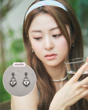 Load image into Gallery viewer, Silver Heart Lock Earrings (LE SSERAFIM Heo Yoon Jin Earrings)