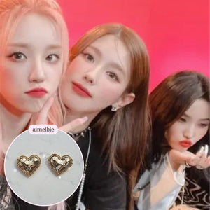 Gold Laced Hearts Earrings (G-idle Miyeon, IVE Yujin, Oh My Girl Seunghee, Arin, Hyojung Earrings)