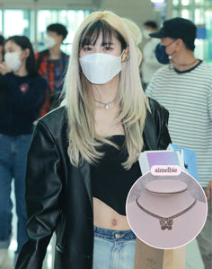 Silver Butterfly Chain Choker Necklace (Dreamcatcher Yoohyeon, HATFELT Yeeun necklace)