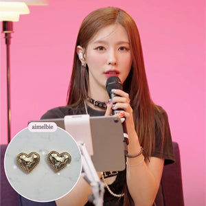 Gold Laced Hearts Earrings (G-idle Miyeon, IVE Yujin, Oh My Girl Seunghee, Arin, Hyojung Earrings)