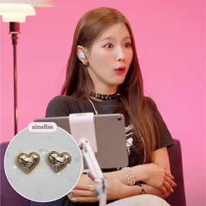 Gold Laced Hearts Earrings (G-idle Miyeon, IVE Yujin, Oh My Girl Seunghee, Arin, Hyojung Earrings)