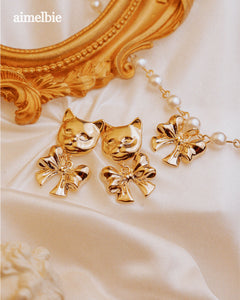 Adorable Ribbon Pearl Choker - Gold ver. (Billlie Sheon Necklace)