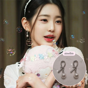 Daily Silver Ribbon Earrings (IVE Wonyoung, Yujin, STAYC Sieun, Oh My Girl Hyojung, Seunghee Earrings)