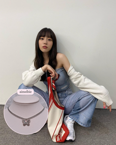 Silver Butterfly Chain Choker Necklace (Dreamcatcher Yoohyeon, HATFELT Yeeun necklace)