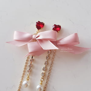 Pink Ribbon and Heart Earrings