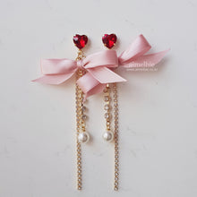 Load image into Gallery viewer, Pink Ribbon and Heart Earrings