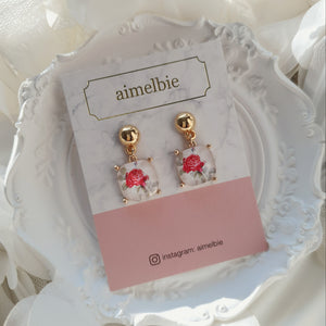 The Antique Rose Square Earrings