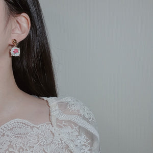 The Antique Rose Square Earrings