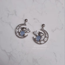 Load image into Gallery viewer, Bear On The Moon Earrings - Blue