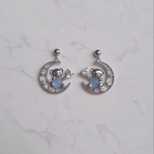 Load image into Gallery viewer, Bear On The Moon Earrings - Blue