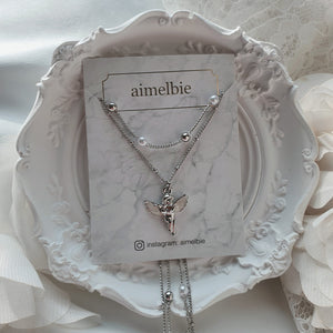 Baby Angel Layered Necklace - Silver ver. (KISS OF LIFE Belle Neklace)