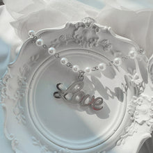 Load image into Gallery viewer, Love Pearl Choker Necklace - Silver ver.
