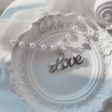 Load image into Gallery viewer, Love Pearl Choker Necklace - Silver ver.