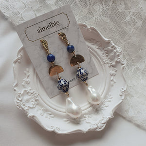The Blue Pottery Art Earrings