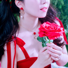Load image into Gallery viewer, Red Rose Romance Earrings