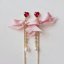 Load image into Gallery viewer, Pink Ribbon and Heart Earrings