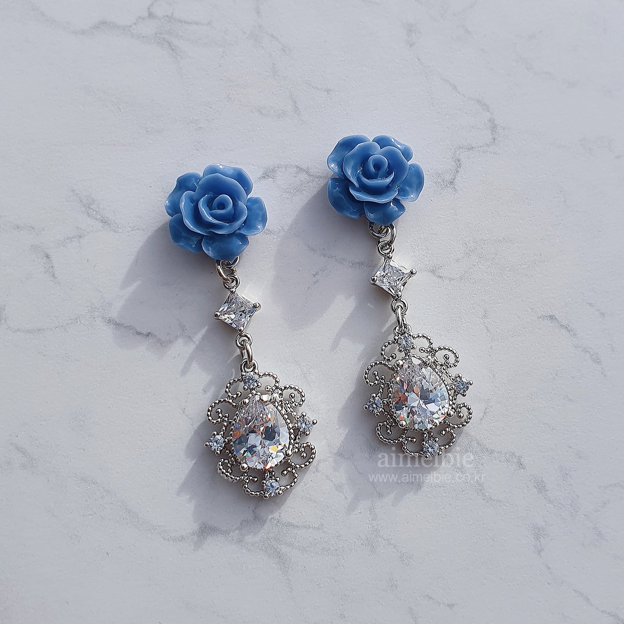 Blue Rose Spell Earrings H1 Key Hwiseo Earrings