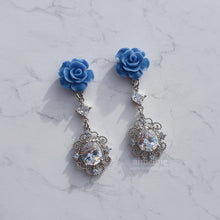 Load image into Gallery viewer, Blue Rose Spell Earrings