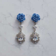 Load image into Gallery viewer, Blue Rose Spell Earrings