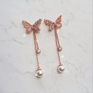 Dainty Pink Butterfly Earrings