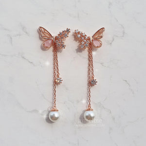 Dainty Pink Butterfly Earrings