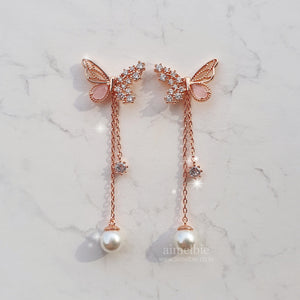 Dainty Pink Butterfly Earrings