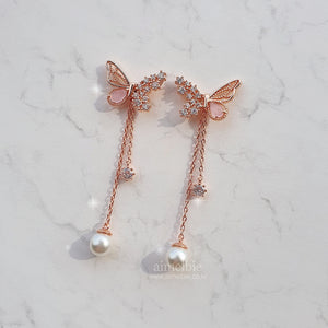 Dainty Pink Butterfly Earrings