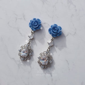 Blue Rose Spell Earrings
