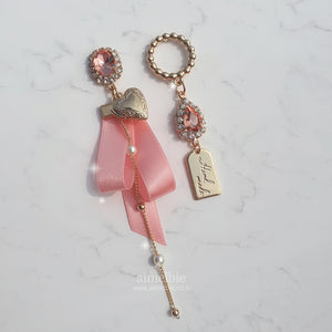 Preppy Peachpink Ribbon Earrings (Dreamcatcher Yoohyeon/Weeekly Zoa Earrings)