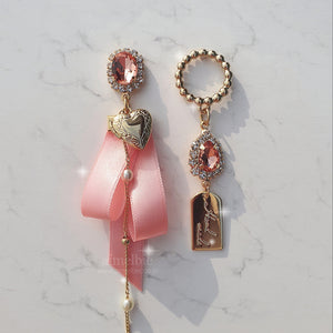 Preppy Peachpink Ribbon Earrings (Dreamcatcher Yoohyeon/Weeekly Zoa Earrings)